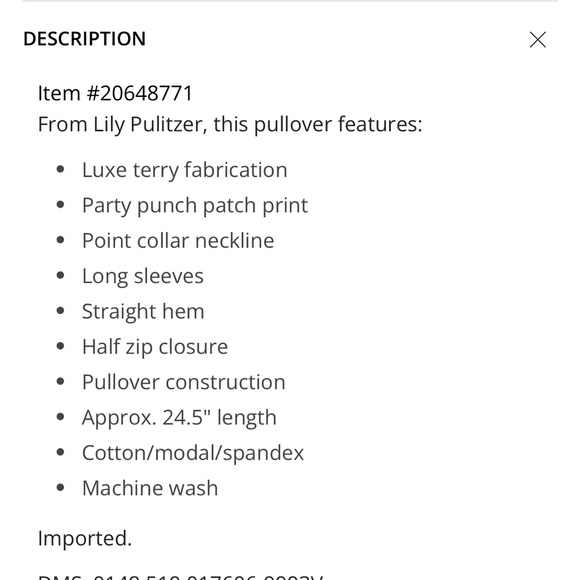 Lilly Pulitzer Elani 50+ Party Punch Patch Print Point Collar long Sleeve Size M - Picture 7 of 10